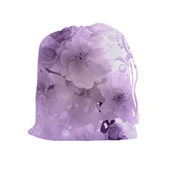 Wonderful Flowers In Soft Violet Colors Drawstring Pouch (XL)