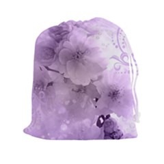 Wonderful Flowers In Soft Violet Colors Drawstring Pouch (XXL)