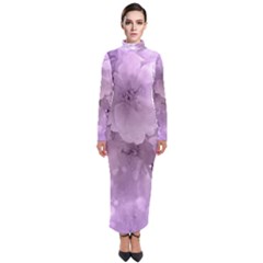 Wonderful Flowers In Soft Violet Colors Turtleneck Maxi Dress