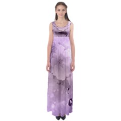 Wonderful Flowers In Soft Violet Colors Empire Waist Maxi Dress