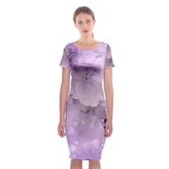 Wonderful Flowers In Soft Violet Colors Classic Short Sleeve Midi Dress