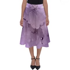 Wonderful Flowers In Soft Violet Colors Perfect Length Midi Skirt