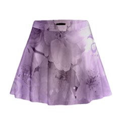 Wonderful Flowers In Soft Violet Colors Mini Flare Skirt