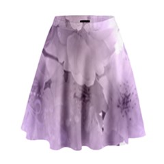 Wonderful Flowers In Soft Violet Colors High Waist Skirt