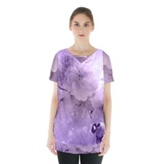 Wonderful Flowers In Soft Violet Colors Skirt Hem Sports Top