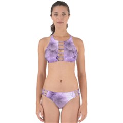 Wonderful Flowers In Soft Violet Colors Perfectly Cut Out Bikini Set