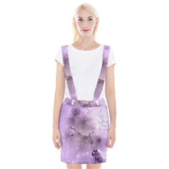 Wonderful Flowers In Soft Violet Colors Braces Suspender Skirt