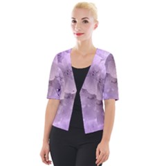 Wonderful Flowers In Soft Violet Colors Cropped Button Cardigan