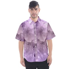 Wonderful Flowers In Soft Violet Colors Men s Short Sleeve Shirt