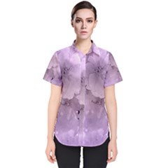 Wonderful Flowers In Soft Violet Colors Women s Short Sleeve Shirt