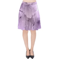 Wonderful Flowers In Soft Violet Colors Velvet High Waist Skirt