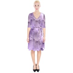 Wonderful Flowers In Soft Violet Colors Wrap Up Cocktail Dress