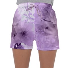 Wonderful Flowers In Soft Violet Colors Sleepwear Shorts