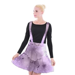 Wonderful Flowers In Soft Violet Colors Suspender Skater Skirt
