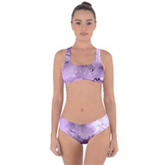 Wonderful Flowers In Soft Violet Colors Criss Cross Bikini Set
