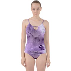 Wonderful Flowers In Soft Violet Colors Cut Out Top Tankini Set