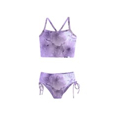 Wonderful Flowers In Soft Violet Colors Girls  Tankini Swimsuit