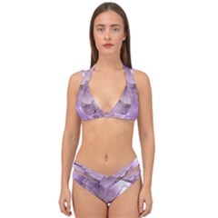 Wonderful Flowers In Soft Violet Colors Double Strap Halter Bikini Set