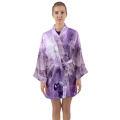 Wonderful Flowers In Soft Violet Colors Long Sleeve Kimono Robe