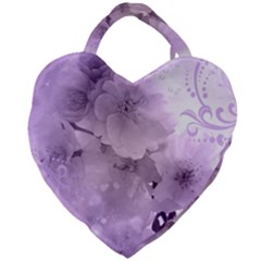 Wonderful Flowers In Soft Violet Colors Giant Heart Shaped Tote