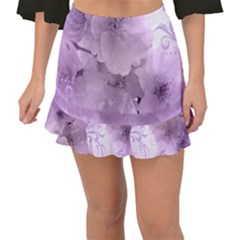 Wonderful Flowers In Soft Violet Colors Fishtail Mini Chiffon Skirt