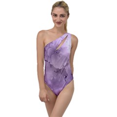 Wonderful Flowers In Soft Violet Colors To One Side Swimsuit