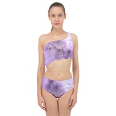 Wonderful Flowers In Soft Violet Colors Spliced Up Two Piece Swimsuit
