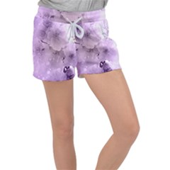 Wonderful Flowers In Soft Violet Colors Women s Velour Lounge Shorts