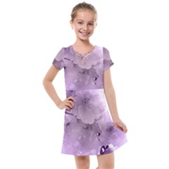 Wonderful Flowers In Soft Violet Colors Kids  Cross Web Dress