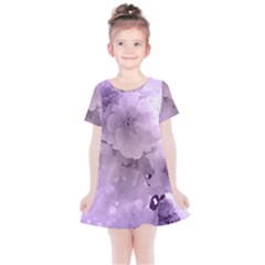 Wonderful Flowers In Soft Violet Colors Kids  Simple Cotton Dress