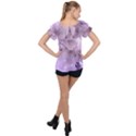 Wonderful Flowers In Soft Violet Colors Ruffle Collar Chiffon Blouse View2