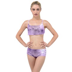 Wonderful Flowers In Soft Violet Colors Layered Top Bikini Set