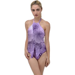Wonderful Flowers In Soft Violet Colors Go with the Flow One Piece Swimsuit