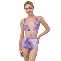 Wonderful Flowers In Soft Violet Colors Tied Up Two Piece Swimsuit