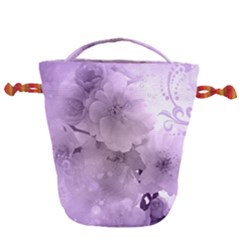 Wonderful Flowers In Soft Violet Colors Drawstring Bucket Bag