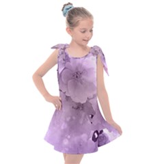 Wonderful Flowers In Soft Violet Colors Kids  Tie Up Tunic Dress