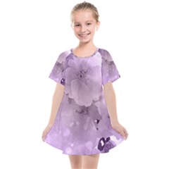 Wonderful Flowers In Soft Violet Colors Kids  Smock Dress