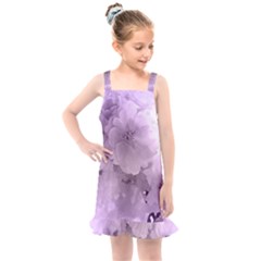 Wonderful Flowers In Soft Violet Colors Kids  Overall Dress