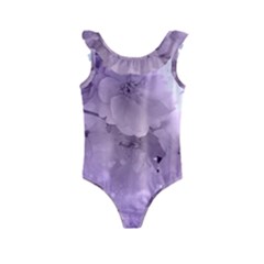 Wonderful Flowers In Soft Violet Colors Kids  Frill Swimsuit