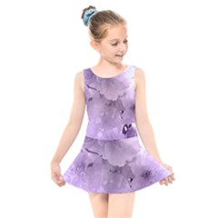 Wonderful Flowers In Soft Violet Colors Kids  Skater Dress Swimsuit