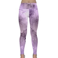 Wonderful Flowers In Soft Violet Colors Lightweight Velour Classic Yoga Leggings
