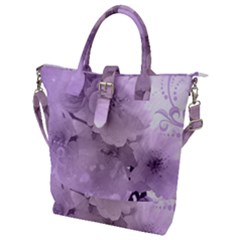 Wonderful Flowers In Soft Violet Colors Buckle Top Tote Bag