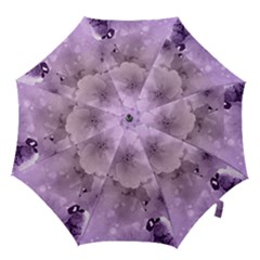 Wonderful Flowers In Soft Violet Colors Hook Handle Umbrellas (Small)