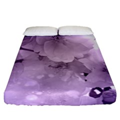 Wonderful Flowers In Soft Violet Colors Fitted Sheet (Queen Size)