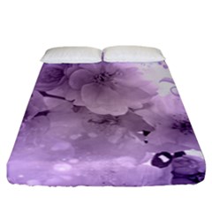 Wonderful Flowers In Soft Violet Colors Fitted Sheet (California King Size)