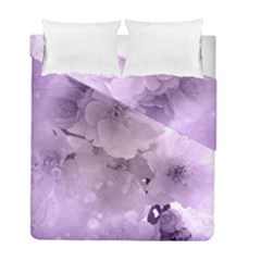 Wonderful Flowers In Soft Violet Colors Duvet Cover Double Side (Full/ Double Size)