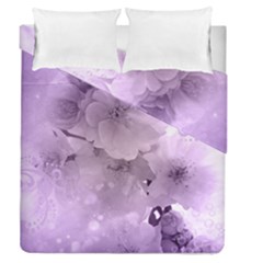 Wonderful Flowers In Soft Violet Colors Duvet Cover Double Side (Queen Size)