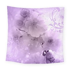 Wonderful Flowers In Soft Violet Colors Square Tapestry (large) by FantasyWorld7