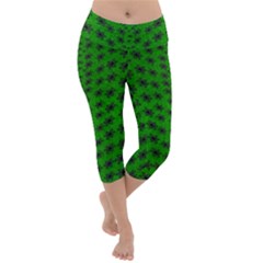 Forest Flowers In The Green Soft Ornate Nature Lightweight Velour Capri Yoga Leggings by pepitasart