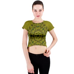 Flower Wreath In The Green Soft Yellow Nature Crew Neck Crop Top by pepitasart